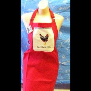 NWT baking and eggs red apron rooster
